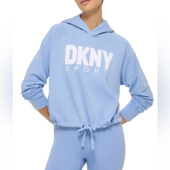 DKNY Sport Women's Logo Terry Cloth Hoodie - Hydrangea - Size XS NWT - Picture 1 of 1